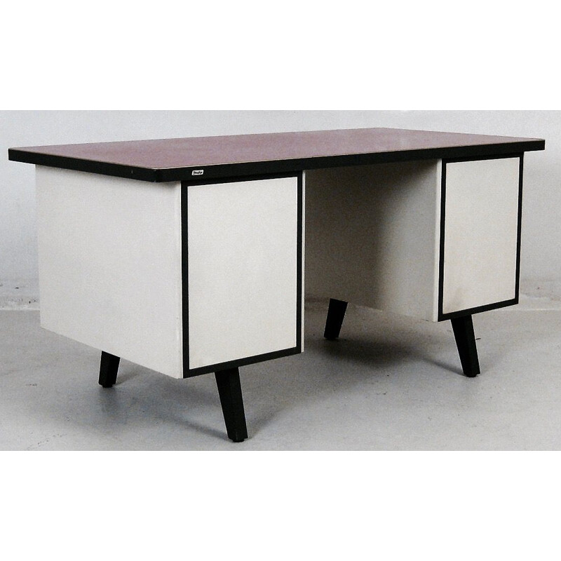 Vintage industrial metal desk by Strafor,1960