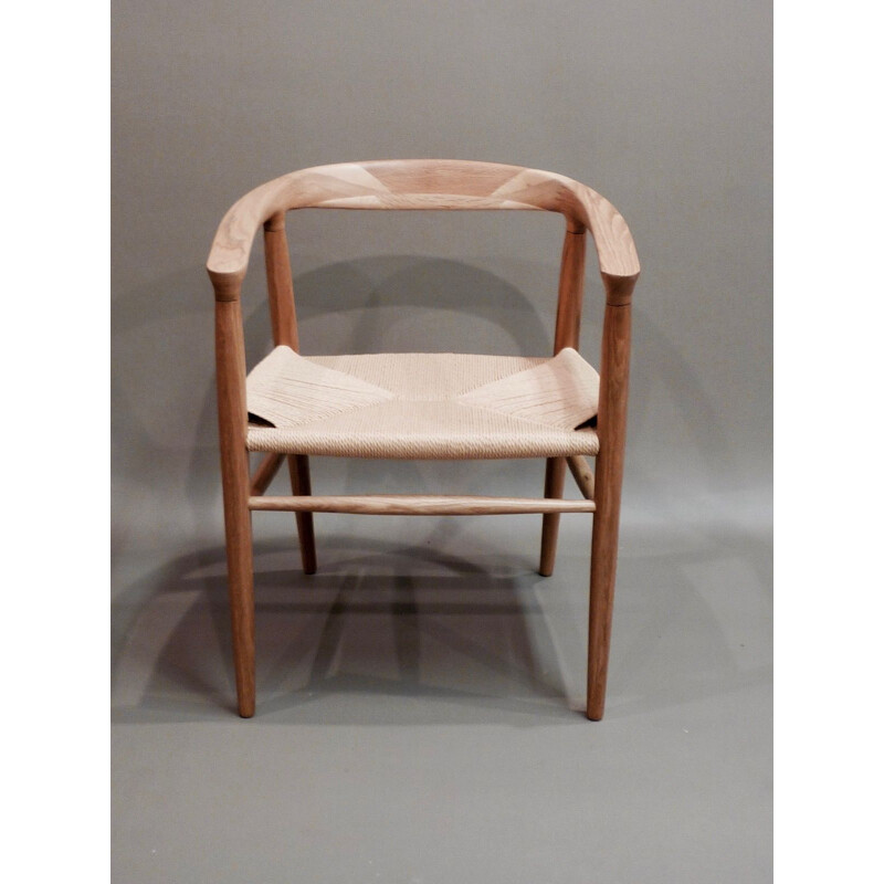 Vintage Scandinavian armchair in solid ash wood,1970