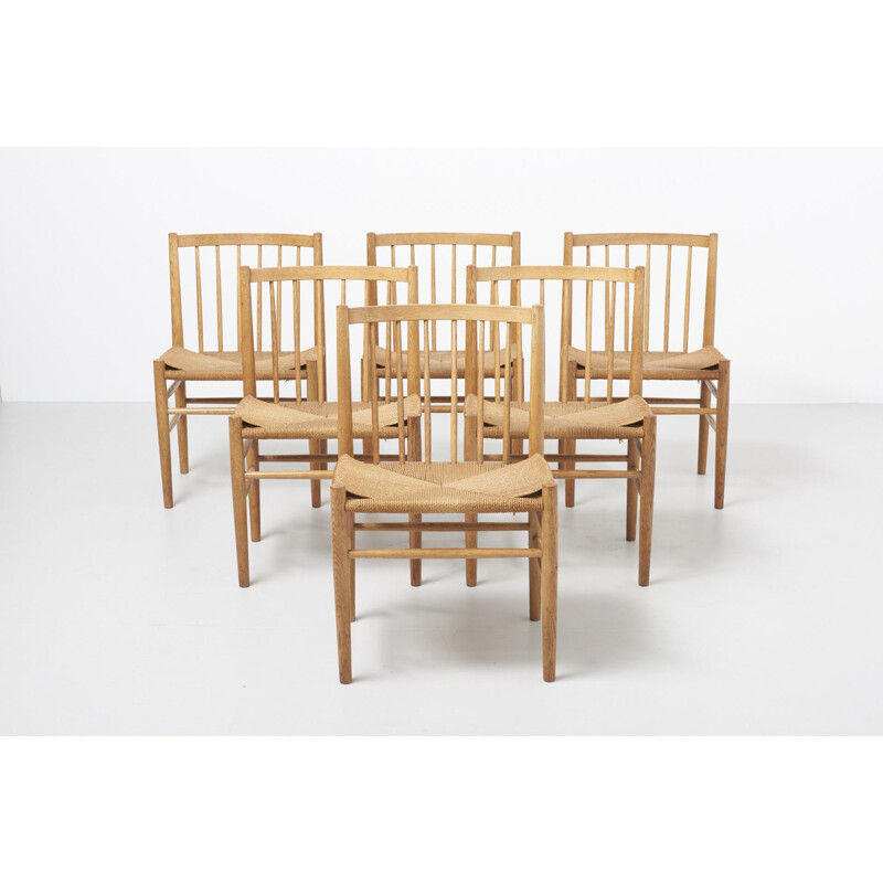 6 chaises à manger vintage en chêne par Jørgen Bækmark pour Jørgen Bækmark pour FDB Møbler,1950