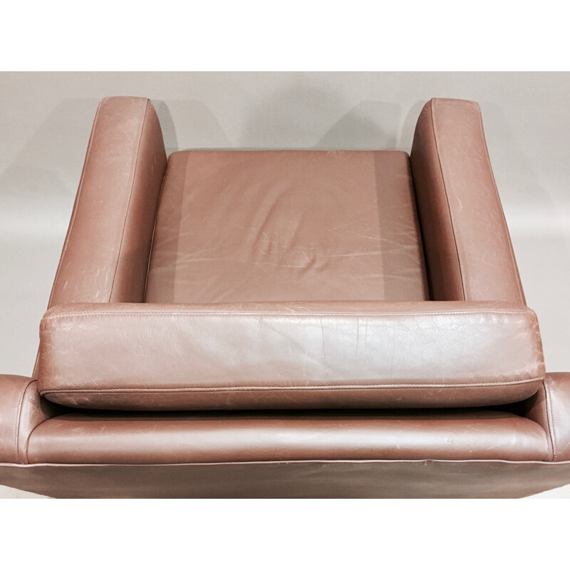 Paire de fauteuils vintage en cuir marron,1960