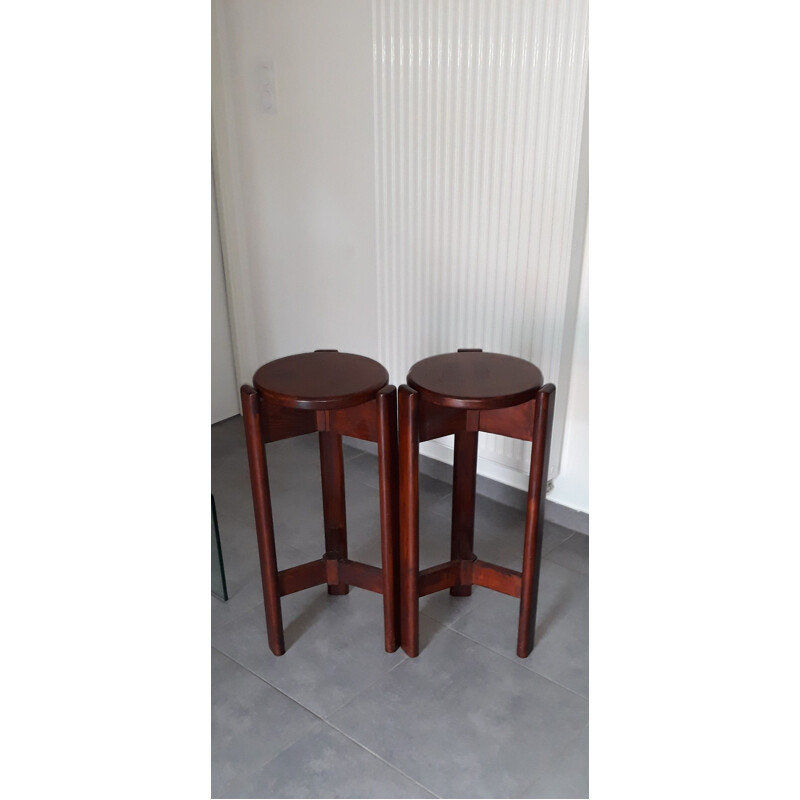 Pair of vintage stools Scandinavian design tripods