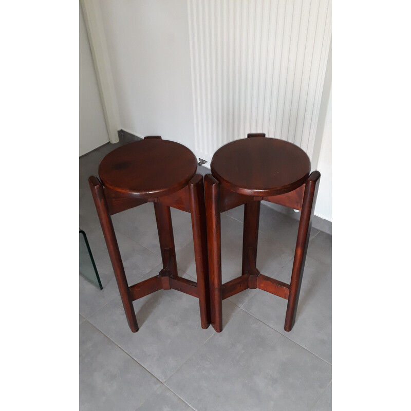 Pair of vintage stools Scandinavian design tripods