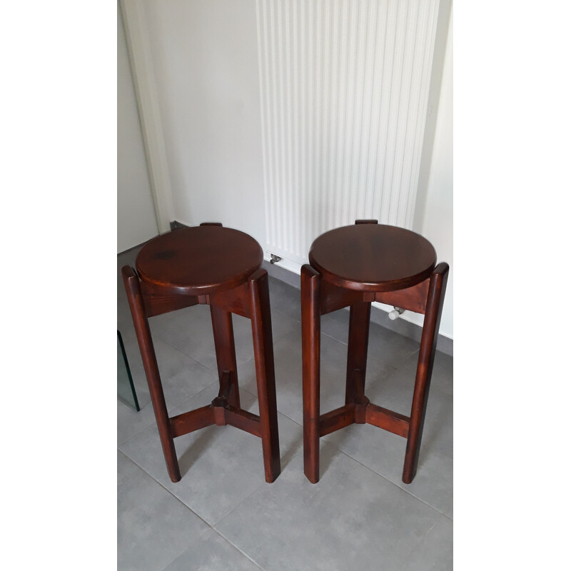 Pair of vintage stools Scandinavian design tripods