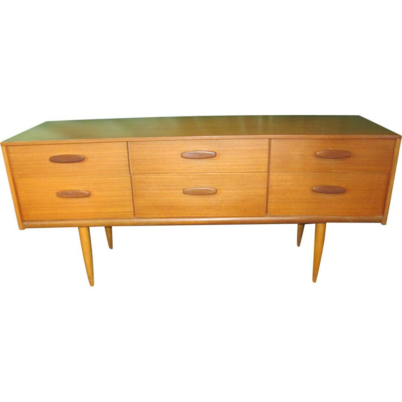 Vintage chest of 6 drawers in teak 1970