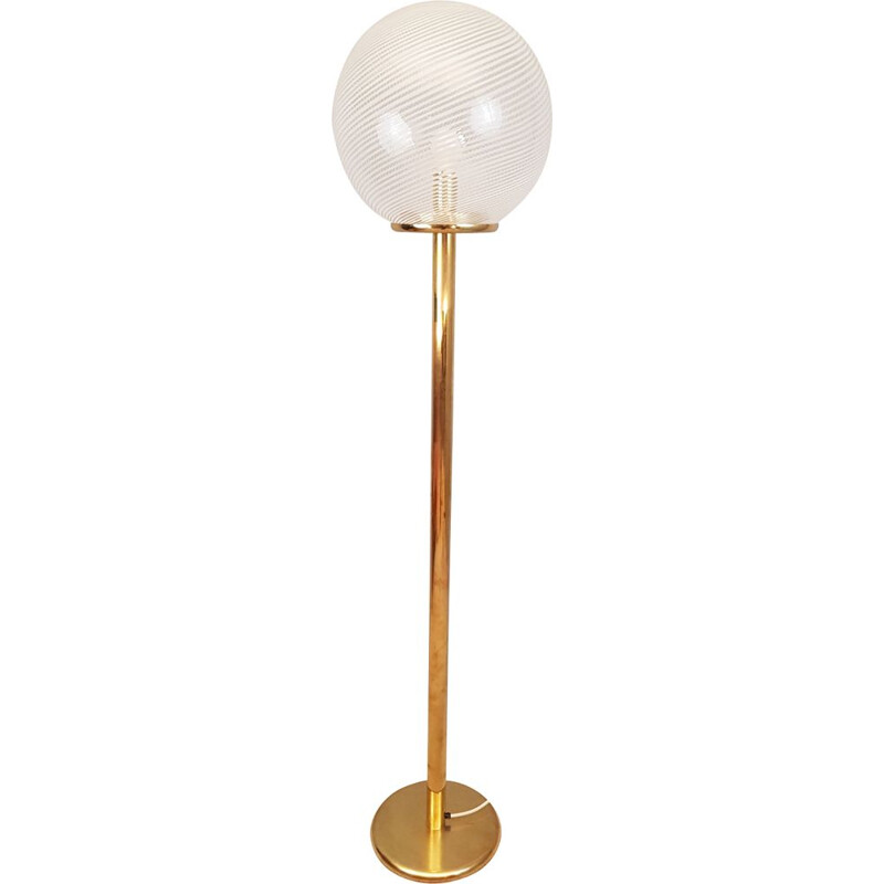 Vintage Tessuto floor lamp for Venini in brass and Murano glass 1980