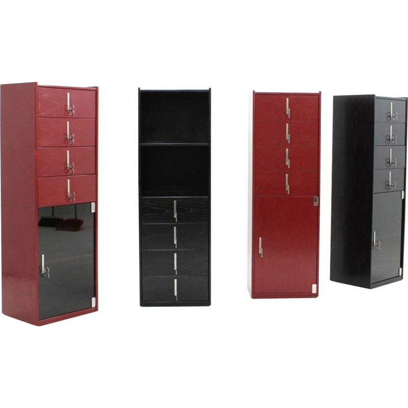 Set of 4 vintage cabinets lacquered Vittorio Introini for Saporiti 1970s