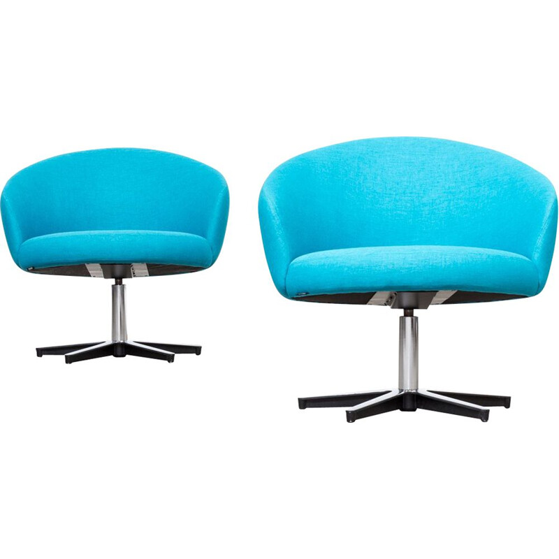 Set of 2 vintage swivel chairs Rondino by Yngve Ekstrom for Swedese 1960s