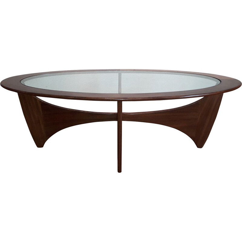 Vintage coffee table Astro oval teak and glass by V. Wilkins for G plan