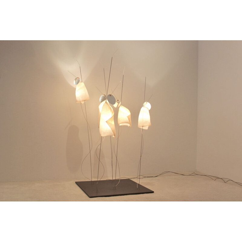 Lampe vintage Ingo Maurer Mahbruky avec papier japonais par Dagmar Mombach