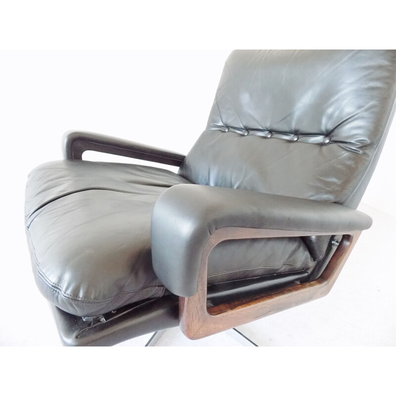 Vintage black Strässle king chair by Andre Vandenbeuck