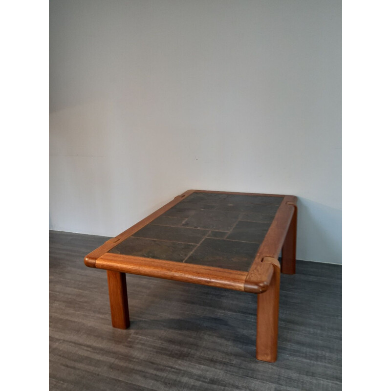 Vintage coffee table in solid teak and granite by Dyrlund