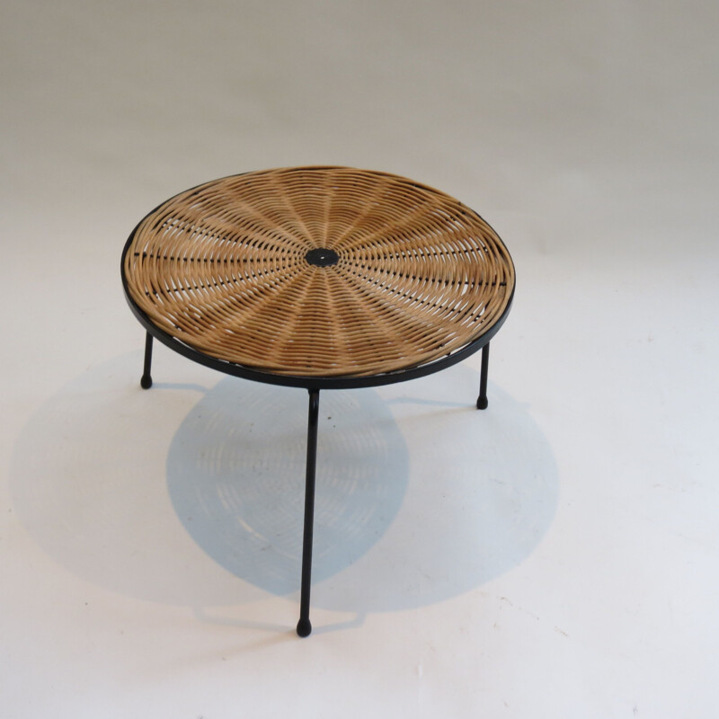 Vintage small rattan wicker table by Desmond Sawyer Designs