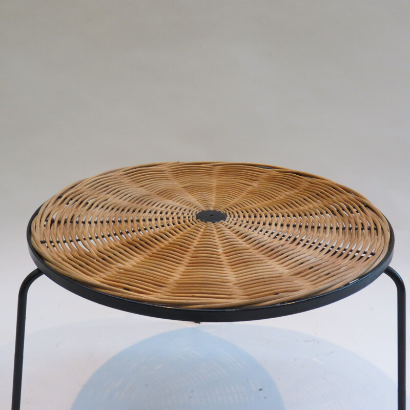 Vintage small rattan wicker table by Desmond Sawyer Designs