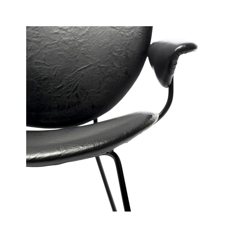 Chaise Kembo 302 en métal et simili cuir noir, WH GISPEN - 1950