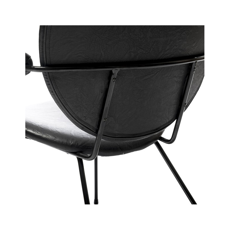 Kembo 302 chair in metal and black leatherette, WH GISPEN - 1950s