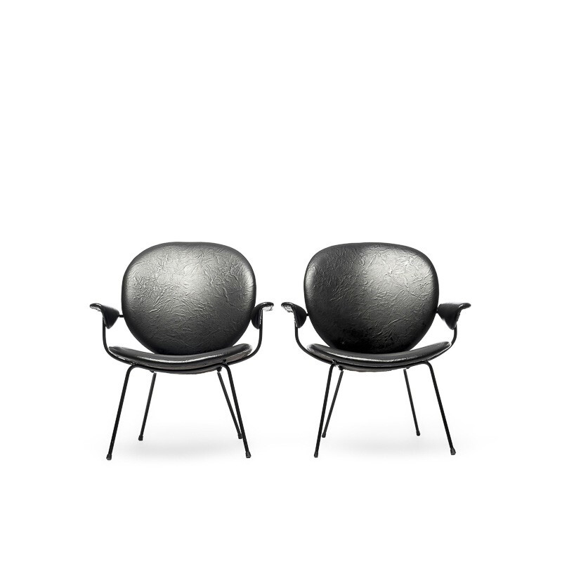 Kembo 302 chair in metal and black leatherette, WH GISPEN - 1950s