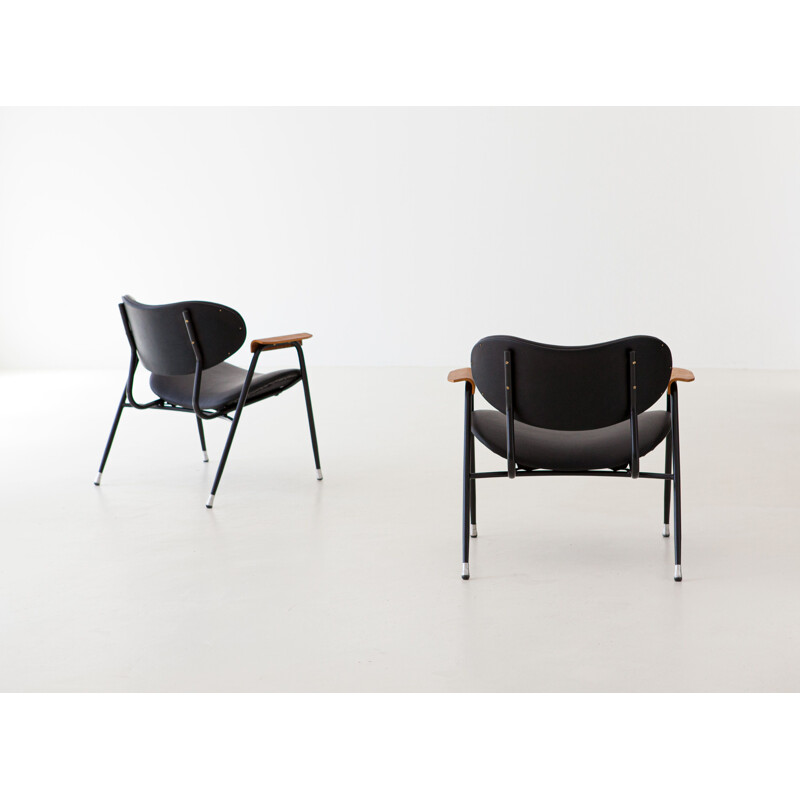 Pair of Leather Armchairs by Gastone Rinaldi for Rima 1950