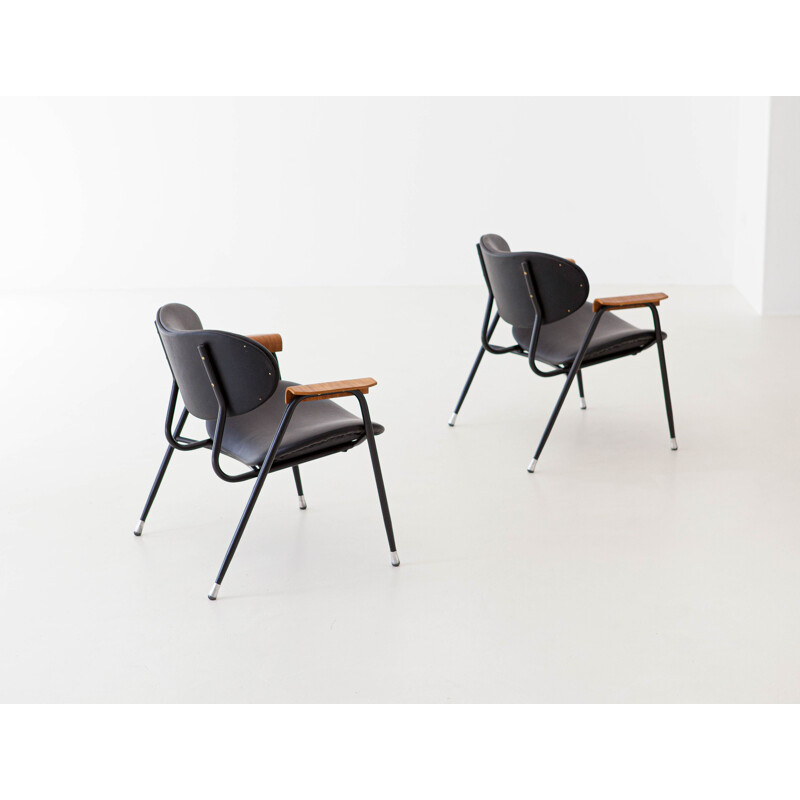 Paire de fauteuils en cuir par Gastone Rinaldi pour Rima 1950