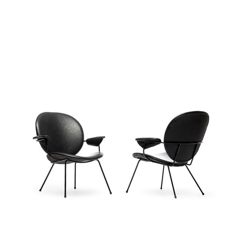 Kembo 302 chair in metal and black leatherette, WH GISPEN - 1950s