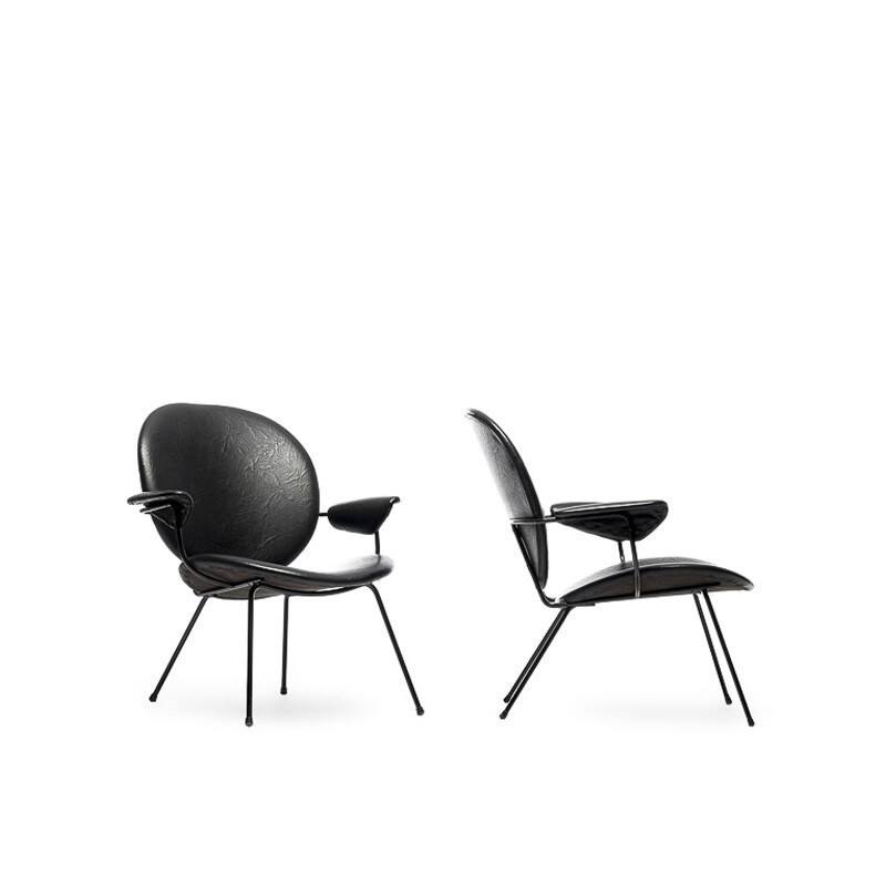 Kembo 302 chair in metal and black leatherette, WH GISPEN - 1950s