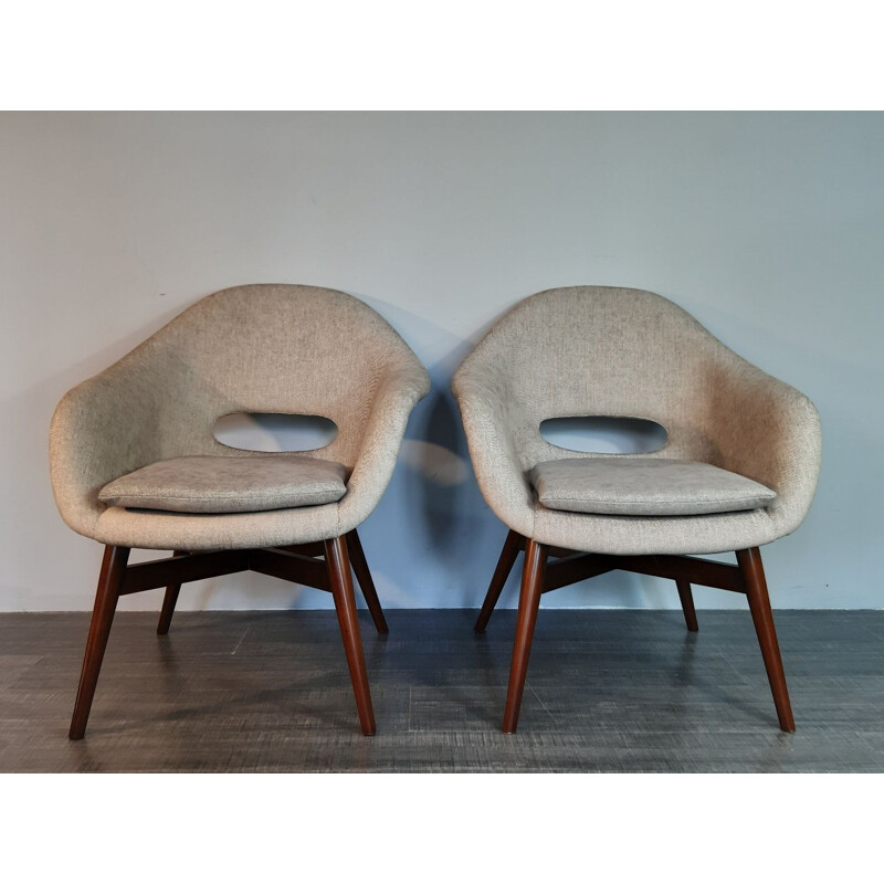 Pair of shell armchairs by Miroslav Navratil 1960s