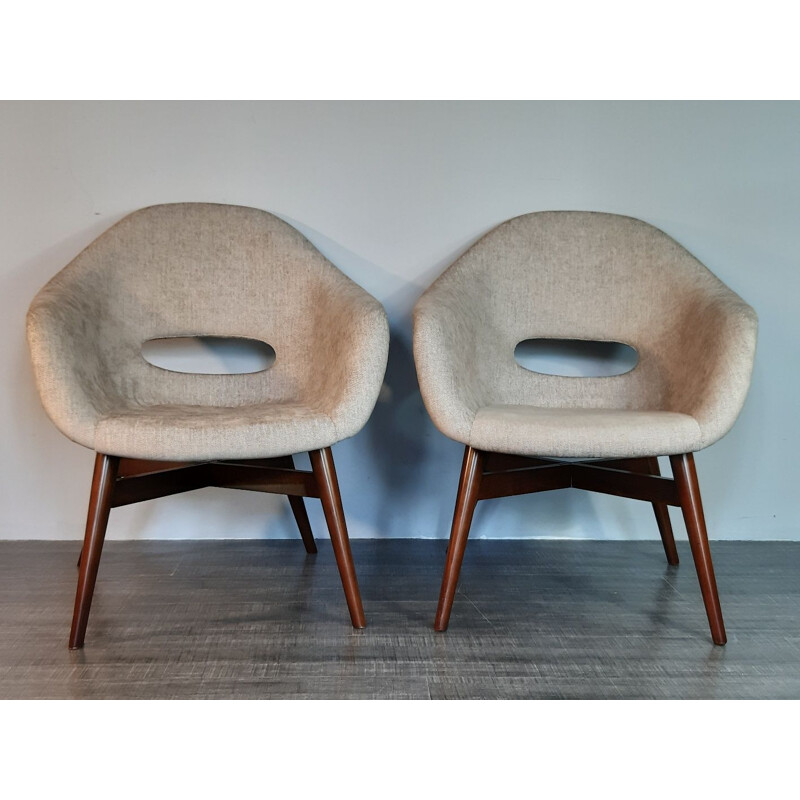 Pair of shell armchairs by Miroslav Navratil 1960s