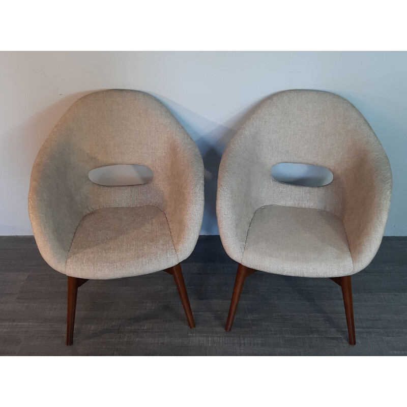 Pair of shell armchairs by Miroslav Navratil 1960s
