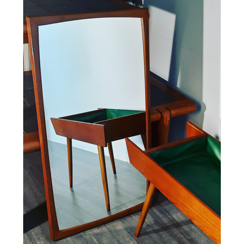 Vintage teak mirror by Aksel Kjersgaard 1960