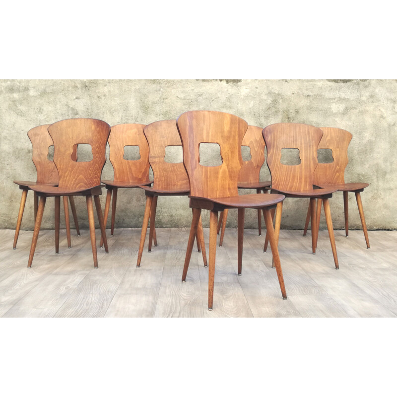 Set of 8 vintage chairs Bistro Baumann Gentiane model