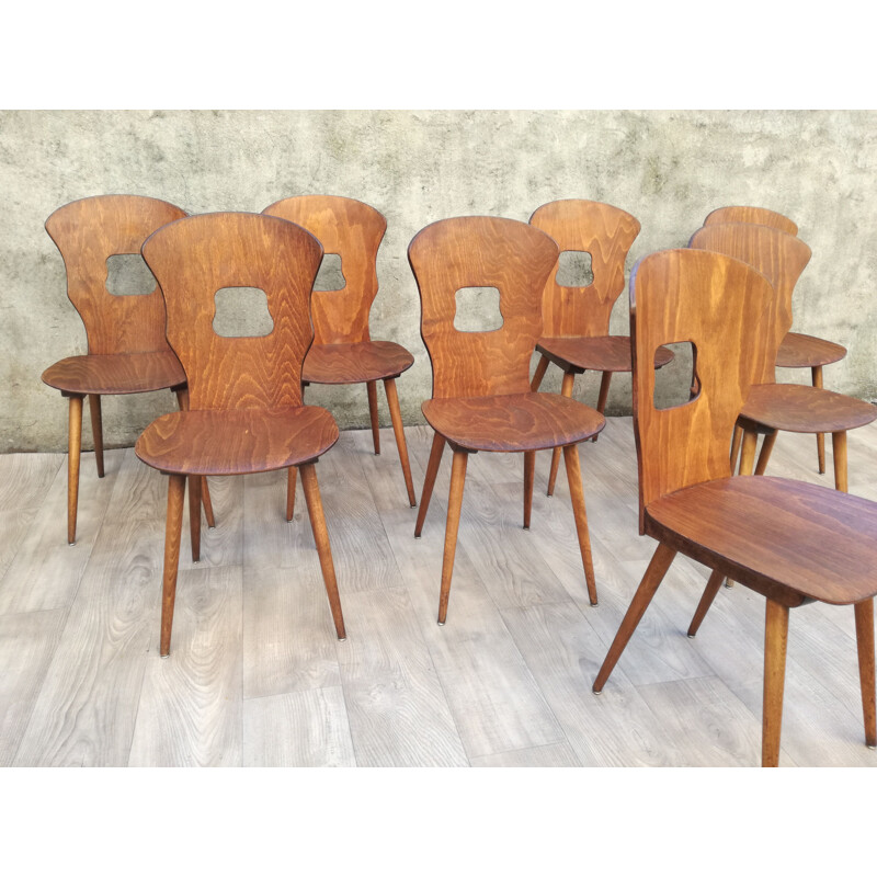 Set of 8 vintage chairs Bistro Baumann Gentiane model