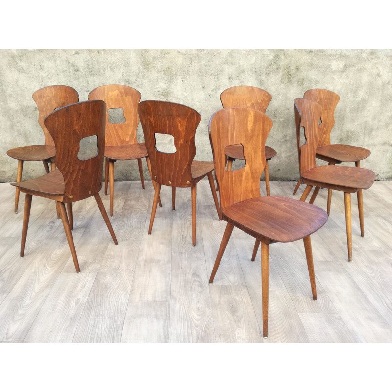 Set of 8 vintage chairs Bistro Baumann Gentiane model