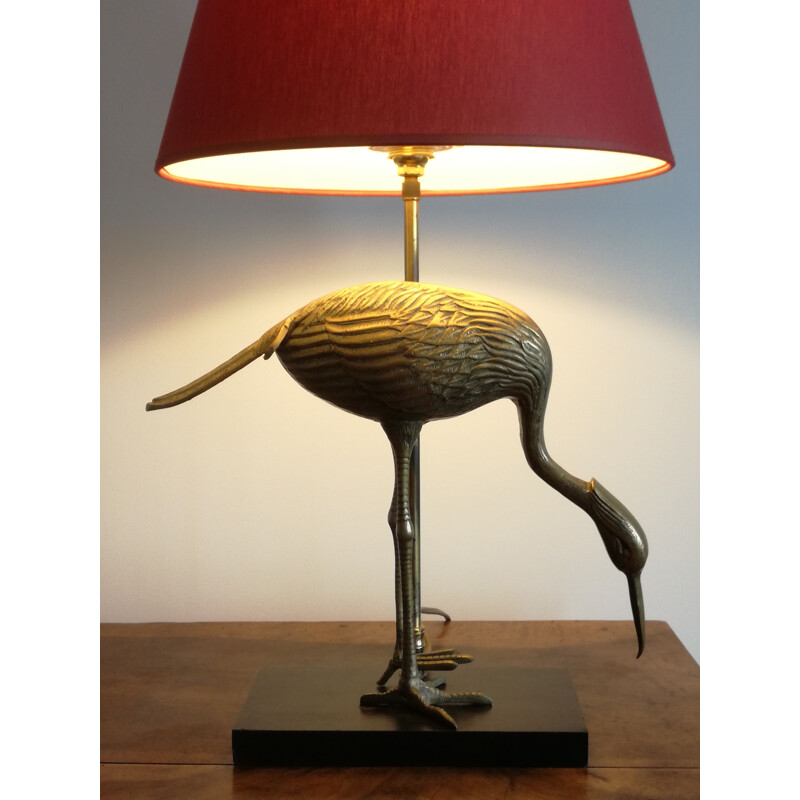 Vintage brass Heron lamp 1960 