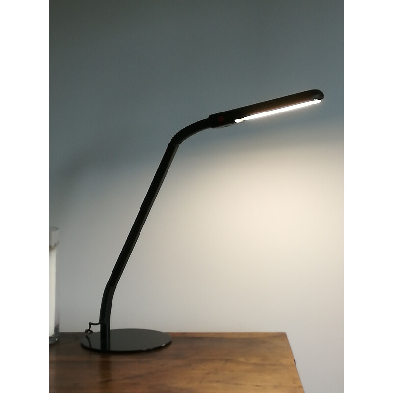 Lámpara de escritorio vintage de metal negro de Philippe Michel para Manade, 1980