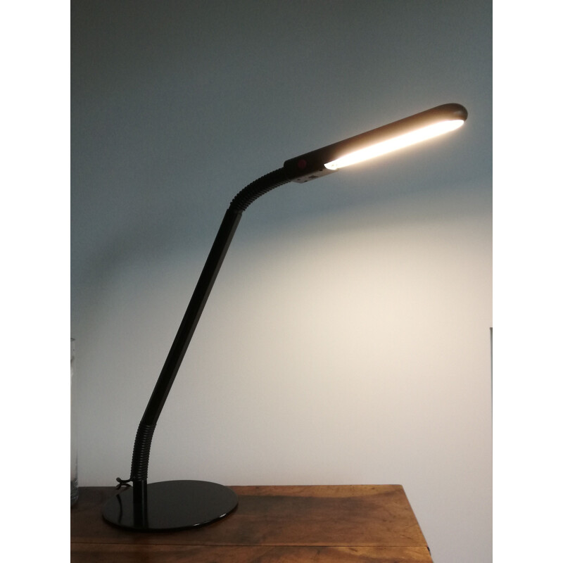 Vintage zwart metalen bureaulamp van Philippe Michel voor Manade, 1980