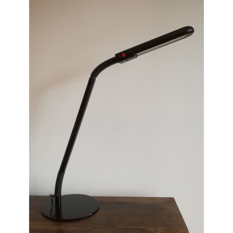 Lámpara de escritorio vintage de metal negro de Philippe Michel para Manade, 1980