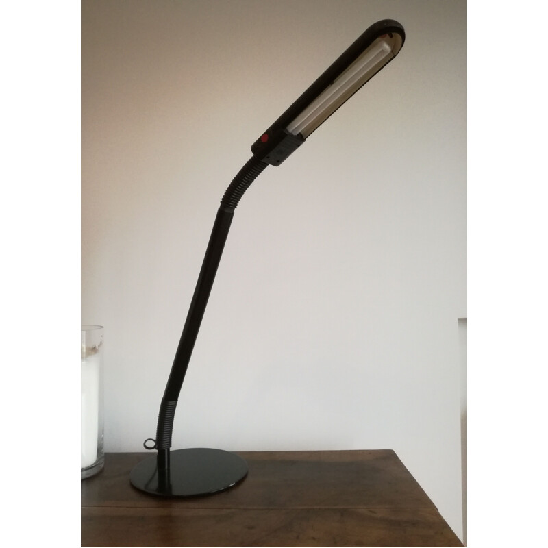 Vintage zwart metalen bureaulamp van Philippe Michel voor Manade, 1980