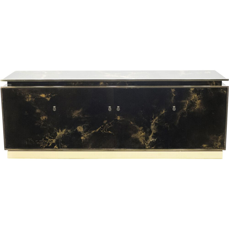 Vintage sideboard Maison Jansen brass lacquered