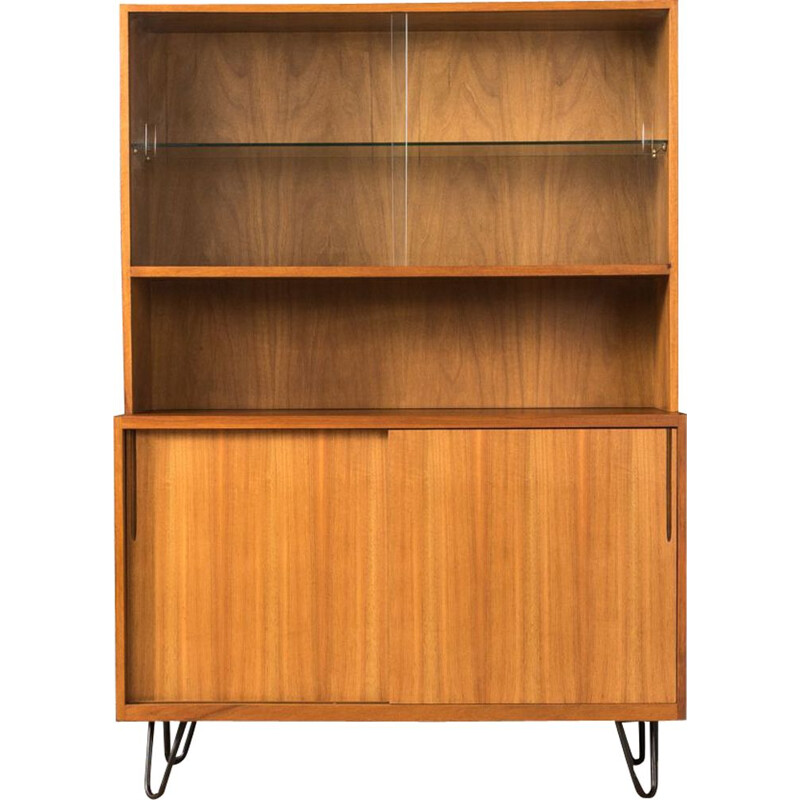 Vintage walnut bookcase by VEB 1950s