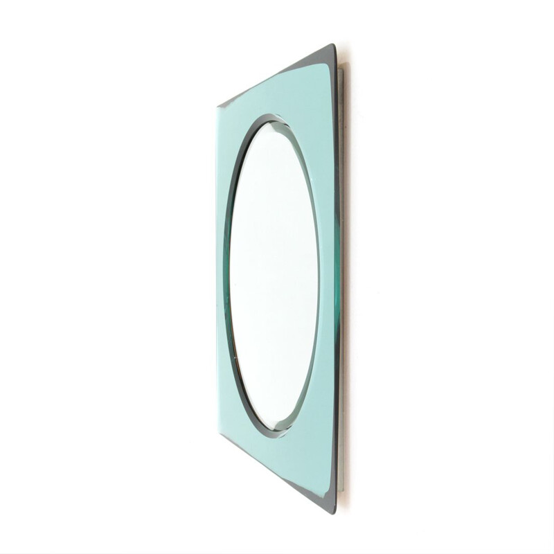 Vintage mirror azure mirrored frame Italy 1970s