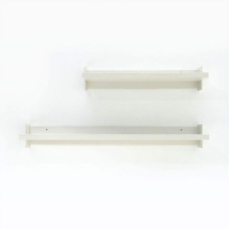 Pair of vintage shelves white lacquered wood by Sormani, 1970s