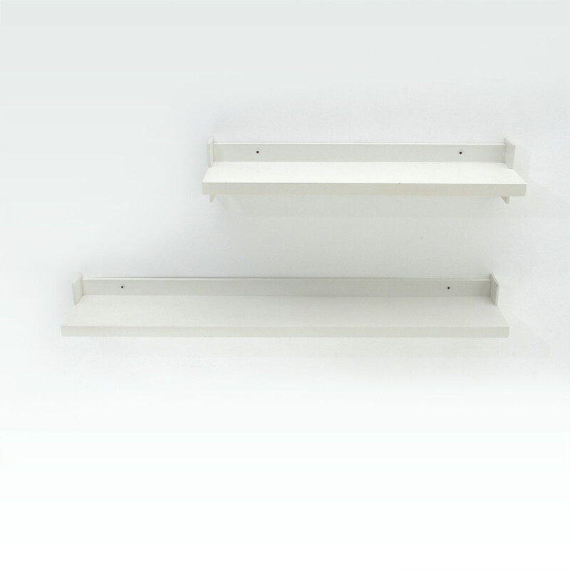 Pair of vintage shelves white lacquered wood by Sormani, 1970s