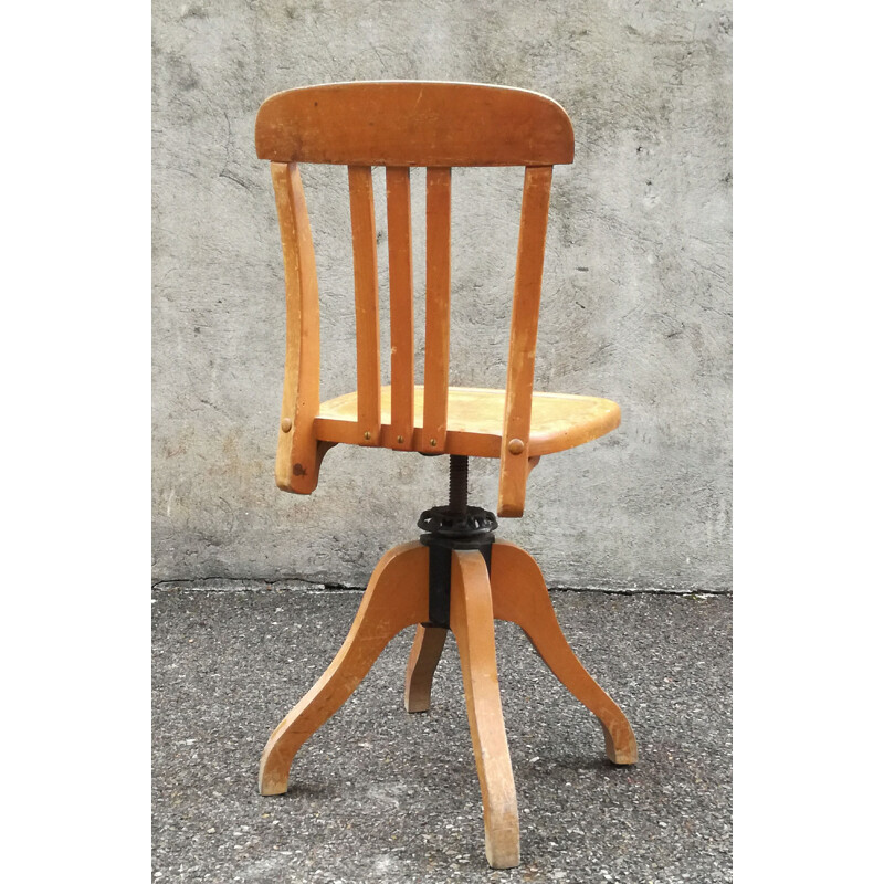 Vintage swivel desk chair Stella in beech France 1950s