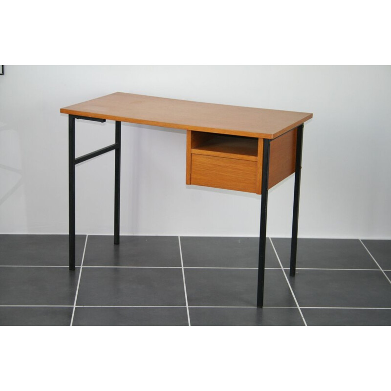 Vintage desk wood and metal 1950s