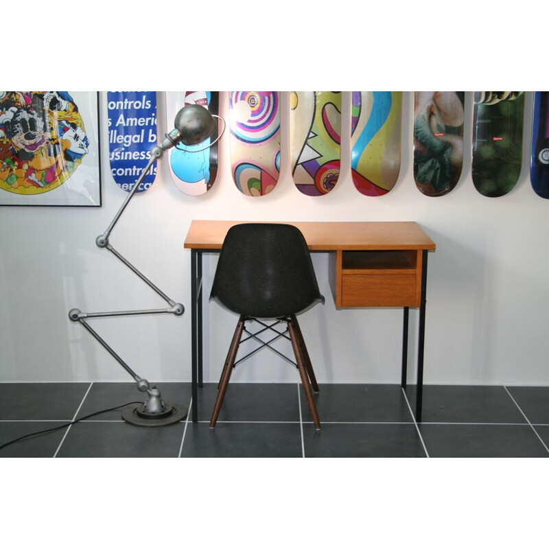 Vintage desk wood and metal 1950s