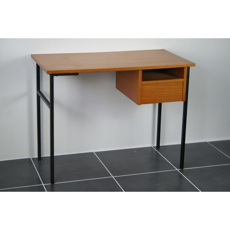 Vintage desk wood and metal 1950s