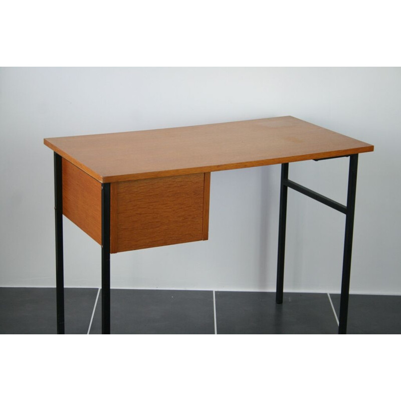 Vintage desk wood and metal 1950s