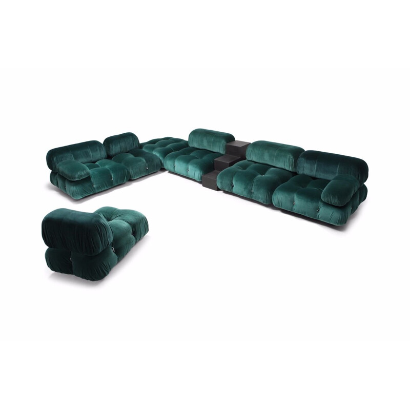 Vintage Camaleonda sectional sofa for B&B Italia in green velvet 1970