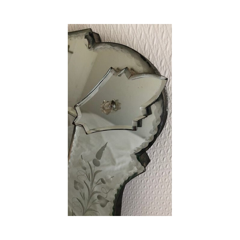 Vintage mirror floral decoration Venetian 1930s