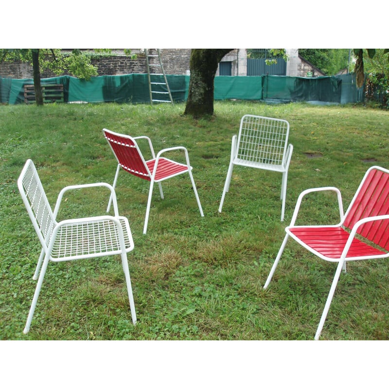 Set of 4 vintage garden chairs Emu model Rio Italy 1960s