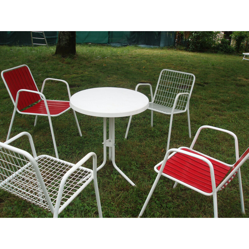 Ensemble de 4 chaises de jardin vintage Emu modèle Rio Italie 1960s